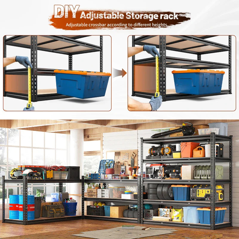 【🔥Factory Direct Clearout Sale🔥】48.2" W Garage Shelf, 3000LBS Heavy Duty Steel Shelving Units, 5-Tier Adjustable Metal Shelves for Basement Warehouse Commercial