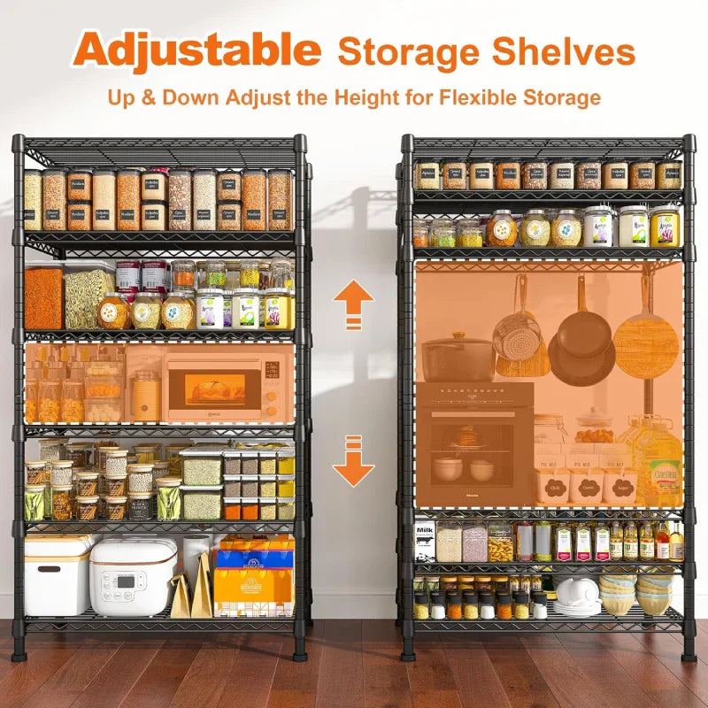 【🔥Factory Direct Clearout Sale🔥】21.5"W Metal Wire Rack, 6-Tier Adjusatble, 1000lbs Wire Shelving Units for Kitchen Pantry Commercial