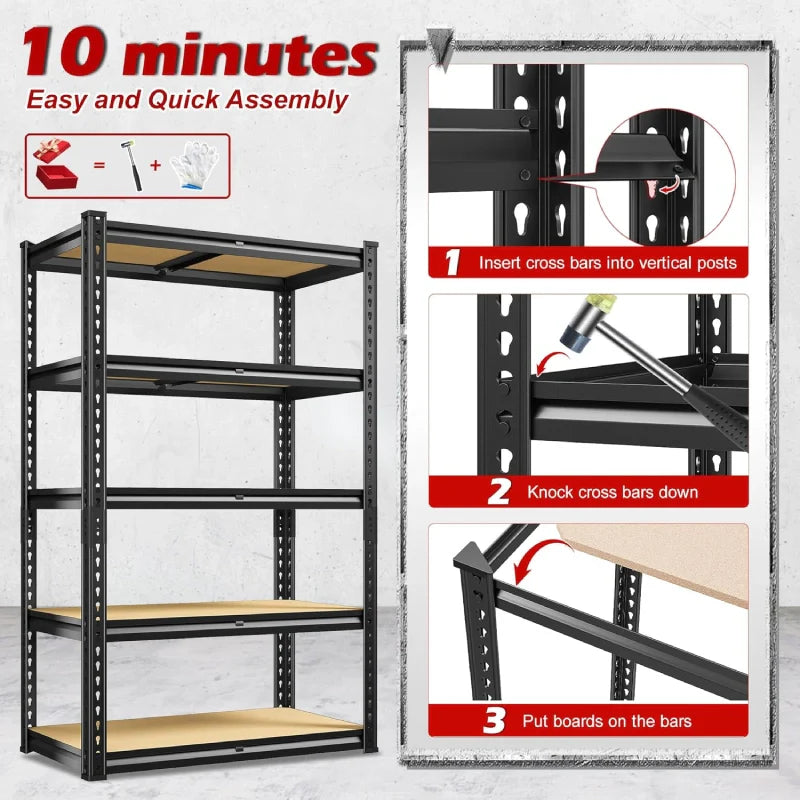 【🔥Factory Direct Clearout Sale🔥】Storage Shelves Load 2020lbs, 5-Tier Adjustable Metal Shelving Units, Shelving Rack for Closet Kitchen Pantry