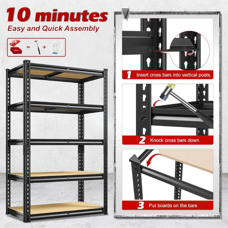 【🔥Factory Direct Clearout Sale🔥】5-Tier Boltless Shelving Units, 2020 lbs Adjustable Steel Garage Shelving Racks for Basement Kitchen Closet