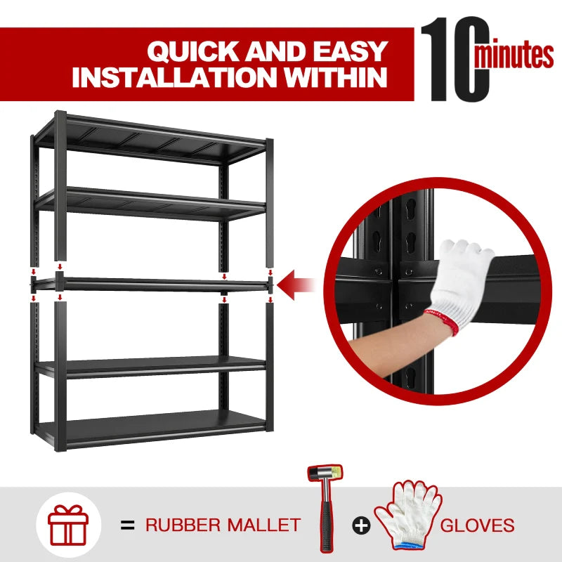 【🔥Factory Direct Clearout Sale🔥】5 Tier 72"H Garage Shelving,Adjustable Steel Storage Shelves 2600lbs for Warehouse,Basement,Garage,Industrial