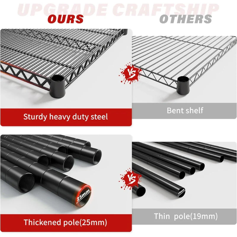 【🔥Factory Direct Clearout Sale🔥】60''W X 82.6" H Wire Shelves on Wheels, 3598 lbs Heavy Duty Commercial Shelving Rack, Adjustable Steel Shelves for Kitchen Pantry