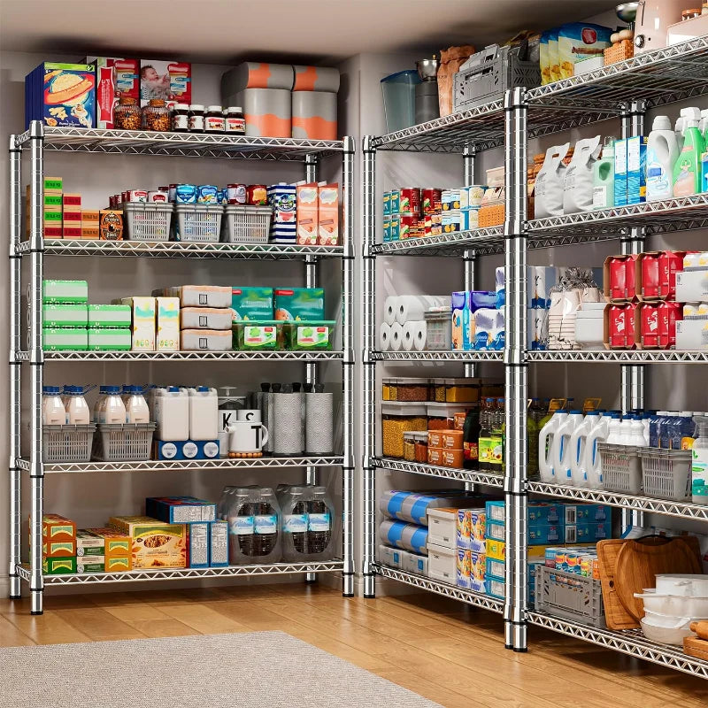 【🔥Factory Direct Clearout Sale🔥】35.5"W Wire Shelving, 5-Tier Adjustable Metal Shelves for Kitchen Pantry Loads 1200LBS,Chrome