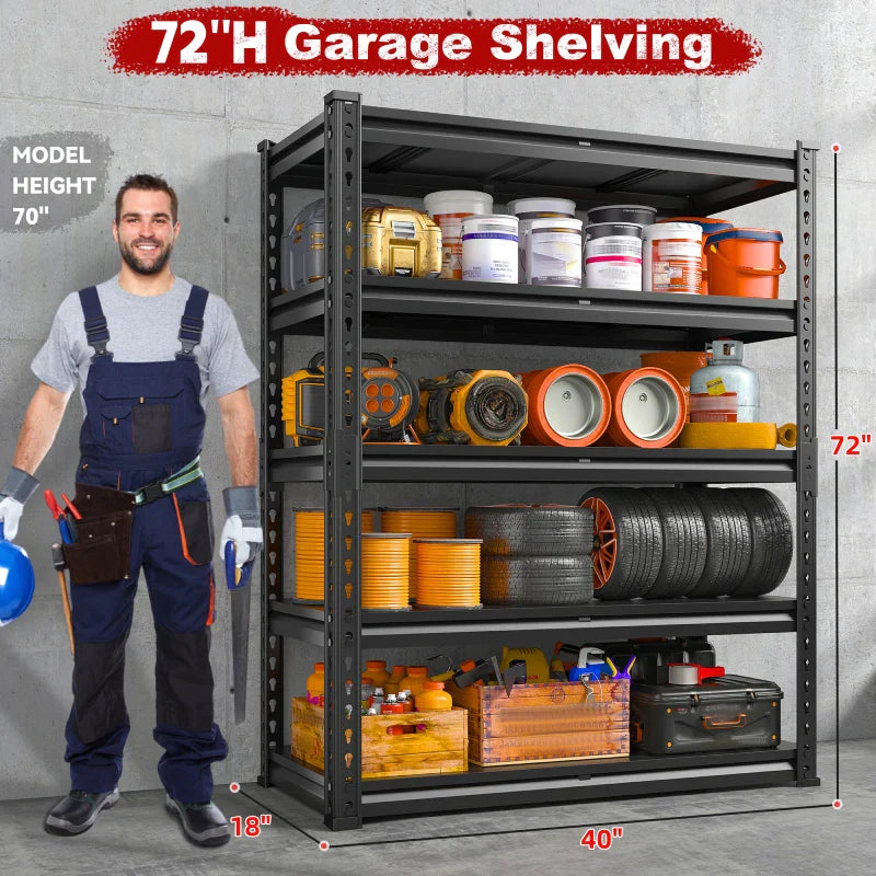 【🔥Factory Direct Clearout Sale🔥】72"H 2600LBS Garage Shelves,Metal Storage Shelving for Warehouse Commercial Pantry Garage