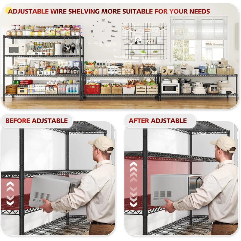 【🔥Factory Direct Clearout Sale🔥】75.6"H x 56"W Mobile Wire Shelving Units, 2,600lbs Heavy Duty Steel Shelving Rack, Adjustable Storage Shelves for Garage Kichen Commercial