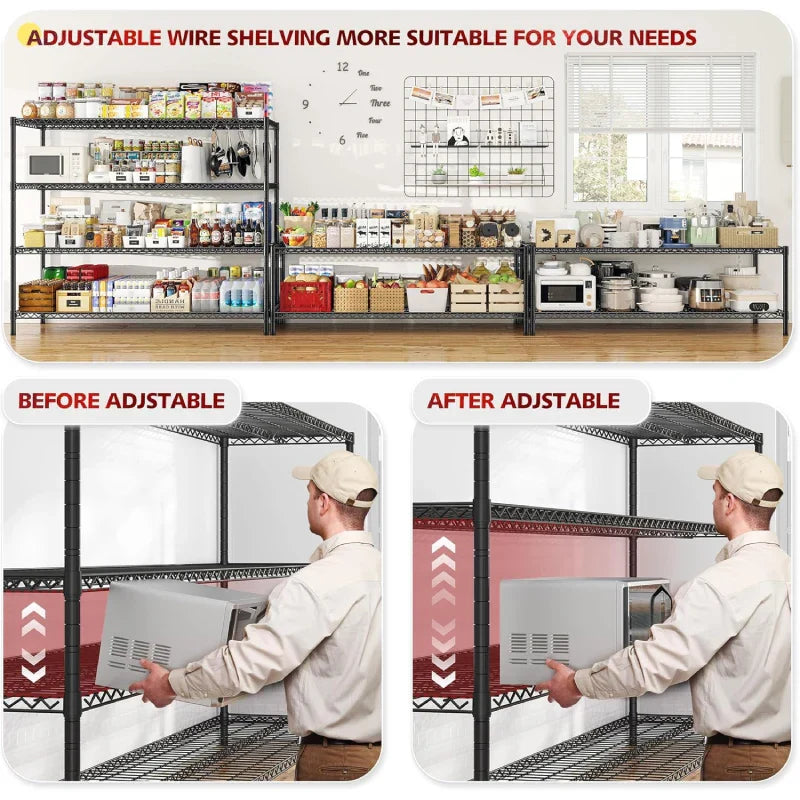 【🔥Factory Direct Clearout Sale🔥】2 Pack 56”W Wire Rack Shelving with Wheels, 2600lbs Heavy Duty Metal Shelves for Commercial, Garage, Kitchen