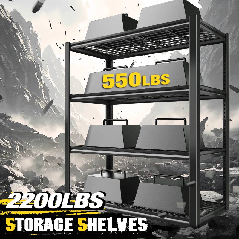 【🔥Factory Direct Clearout Sale🔥】59.9H 4 Tiers Industrial Shelves Adjustable Shelving for Garage Warehouse Basement Loads 2200LBS