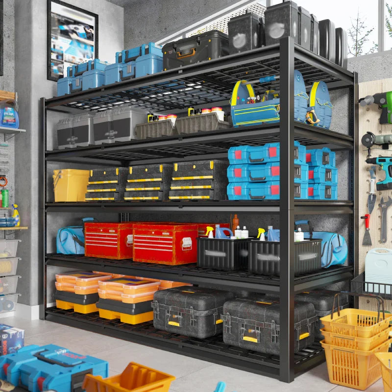【🔥Factory Direct Clearout Sale🔥】60" W Industrial Storage Rack Adjustable Heavy Duty Garage Shelving Rust-Resistant Garage Storage Shelves for Garage, Warehouse, Basement