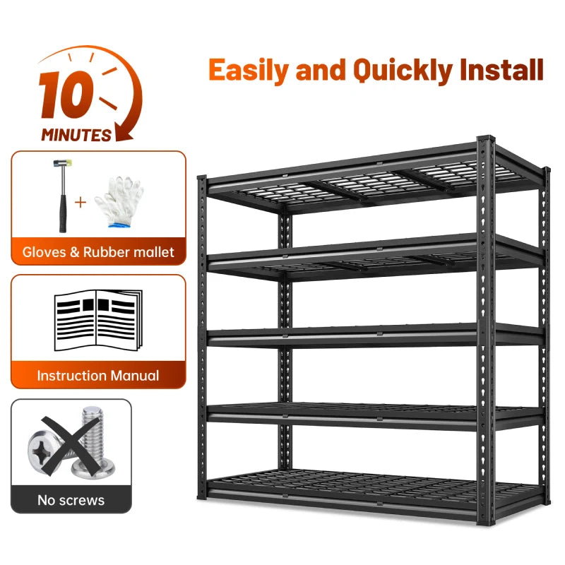【🔥Factory Direct Clearout Sale🔥】Garage Shelving 48"W x 72"H  5-Tier Storage Shelves 3000 LBS  Heavy Duty Shelving Adjustable for Garage, Basement, Warehouse