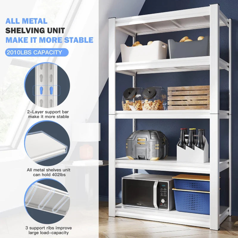 【🔥Factory Direct Clearout Sale🔥】 72"H Metal Storage Rack 2000LBS Adjustable Shelving for Kitchen, Living room