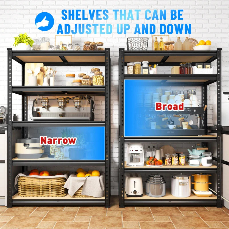 【🔥Factory Direct Clearout Sale🔥】35.5”W Garage Shelves Set of 2, 5-Tier Adjustable Metal Shelving Unit Load 2000 lbs, Storage Shelves for Basement Pantry Closet