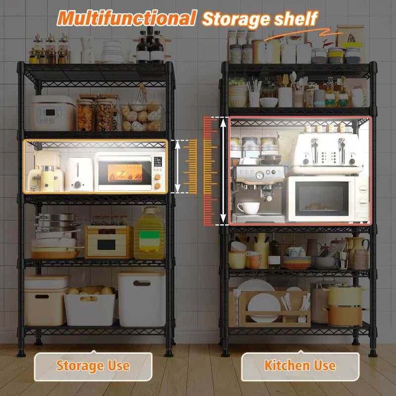 【🔥Factory Direct Clearout Sale🔥】21.6"W Storage Shelves, 5-Tier Adjustable Wire Shelving, Metal Rack for Kitchen Pantry Storage