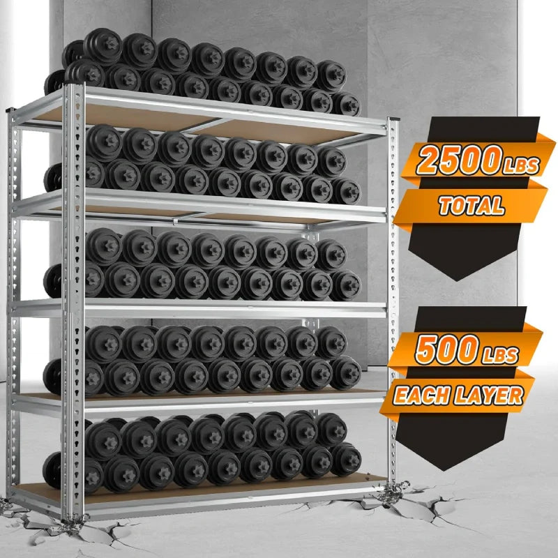 【🔥Factory Direct Clearout Sale🔥】Industrial Shleving Units, 2500lbs Heavy Duty Garage Shelves, Metal Storage Rack for Basement Warehouse Commercial, Galvanized