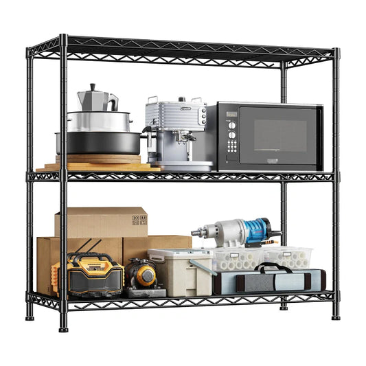 【🔥Factory Direct Clearout Sale🔥】3-Shlef Metal Shelves, Adjustable Steel Wire Shelving Units, Storage Rack for Kitchen Pantry Closet Dorm
