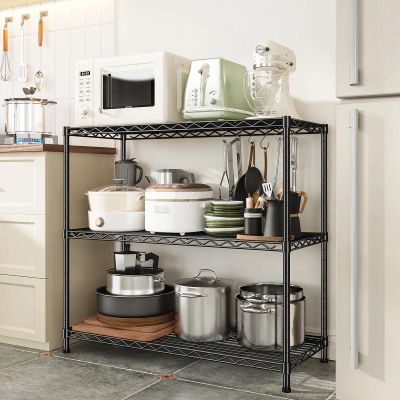 【🔥Factory Direct Clearout Sale🔥】3-Shlef Metal Shelves, Adjustable Steel Wire Shelving Units, Storage Rack for Kitchen Pantry Closet Dorm