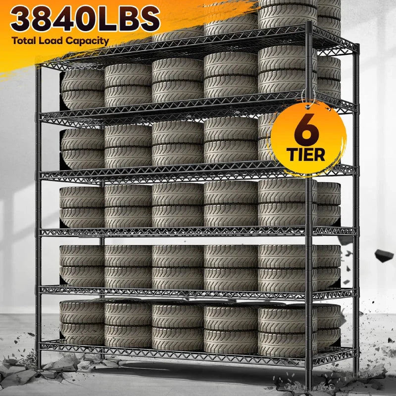 【🔥Factory Direct Clearout Sale🔥】83”H 6-Tier Metal Wire Shelves, 3840lbs Heavy Duty Storage Shelves , Adjustable Storage Rack for Garage Kitchen Pantry Commercial