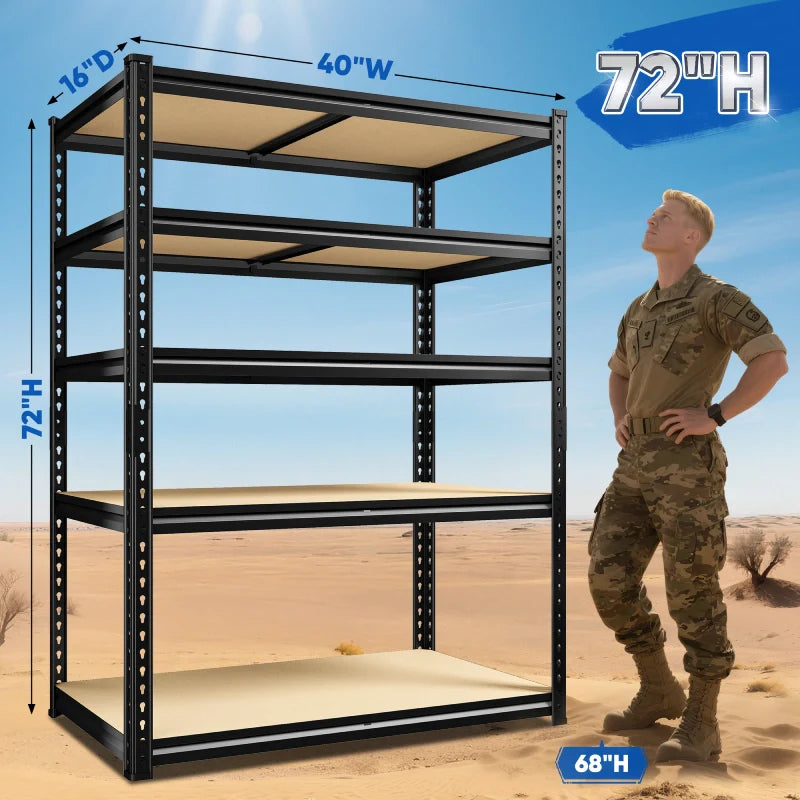 【🔥Factory Direct Clearout Sale🔥】40”W Storage Shelves, Heavy Duty Garage Shelving Load 2,500lbs , Metal Shelves for Pantry Kitchen Basement Closet