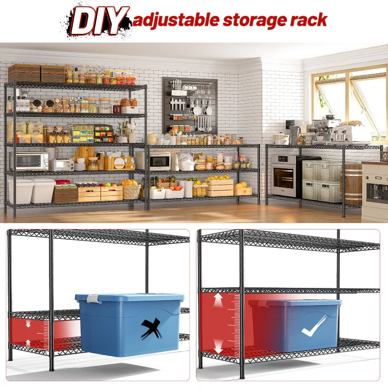 【🔥Factory Direct Clearout Sale🔥】55.5"W Wire Shelving, 3200 lbs Heavy Duty Storage Racks, Metal Shelves for Garage Kitchen Basement