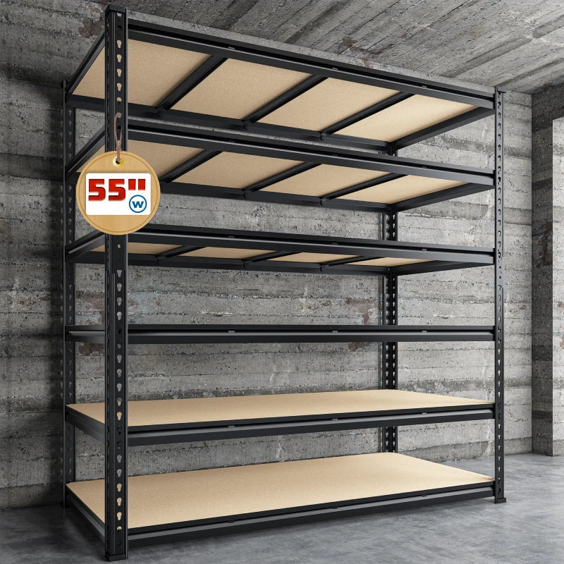 【🔥Factory Direct Clearout Sale🔥】55"W Boltless Shelving Units, 6-Tier Heavy Duty Freestanding Garage Shelves Load 3060lbs, Steel Storage Racks for Pantry Basement Commercial