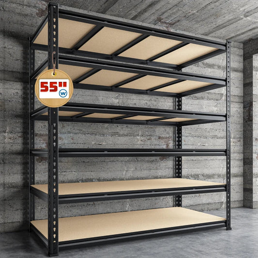 【🔥Factory Direct Clearout Sale🔥】55"W Boltless Shelving Units, 6-Tier Heavy Duty Freestanding Garage Shelves Load 3060lbs, Steel Storage Racks for Pantry Basement Commercial