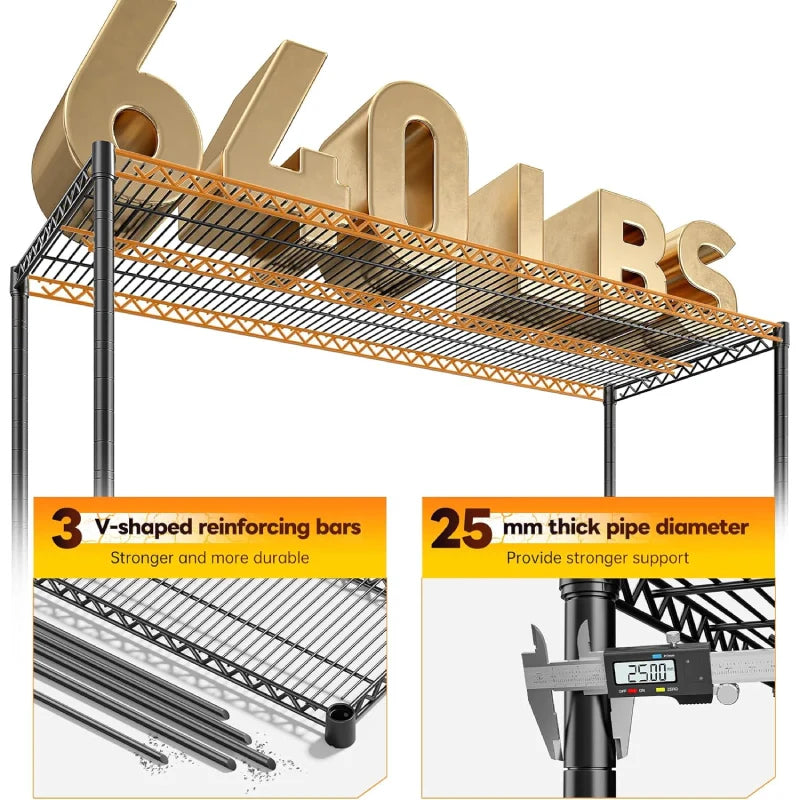 【🔥Factory Direct Clearout Sale🔥】83”H 6-Tier Metal Wire Shelves, 3840lbs Heavy Duty Storage Shelves , Adjustable Storage Rack for Garage Kitchen Pantry Commercial