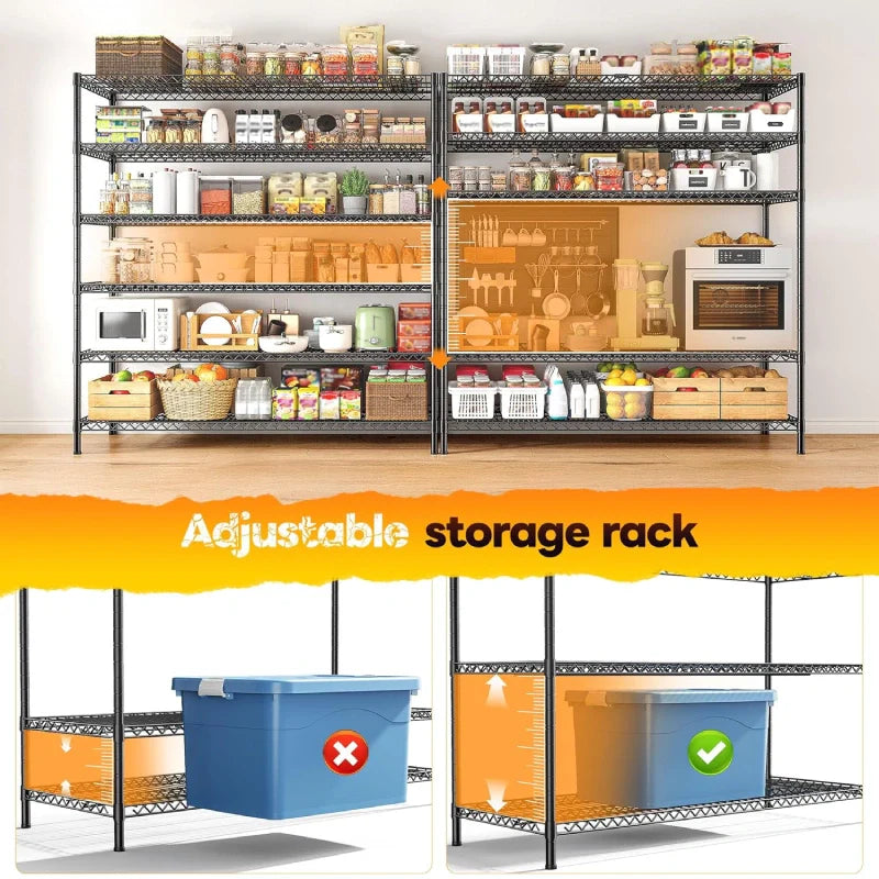 【🔥Factory Direct Clearout Sale🔥】83”H 6-Tier Metal Wire Shelves, 3840lbs Heavy Duty Storage Shelves , Adjustable Storage Rack for Garage Kitchen Pantry Commercial