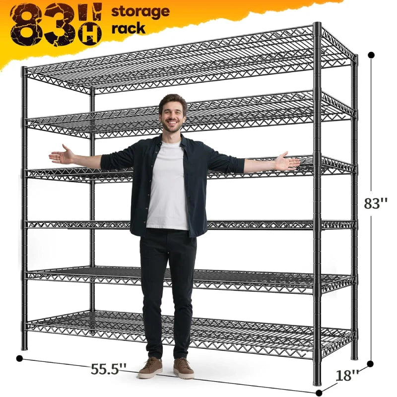 【🔥Factory Direct Clearout Sale🔥】83”H 6-Tier Metal Wire Shelves, 3840lbs Heavy Duty Storage Shelves , Adjustable Storage Rack for Garage Kitchen Pantry Commercial