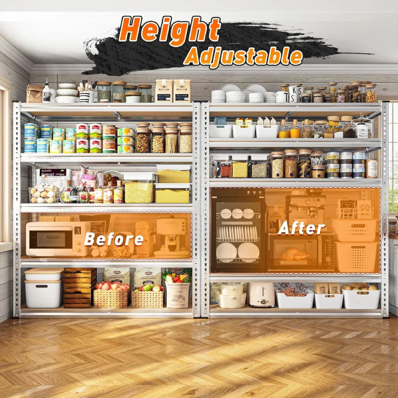 【🔥Factory Direct Clearout Sale🔥】Industrial Shleving Units, 2500lbs Heavy Duty Garage Shelves, Metal Storage Rack for Basement Warehouse Commercial, Galvanized