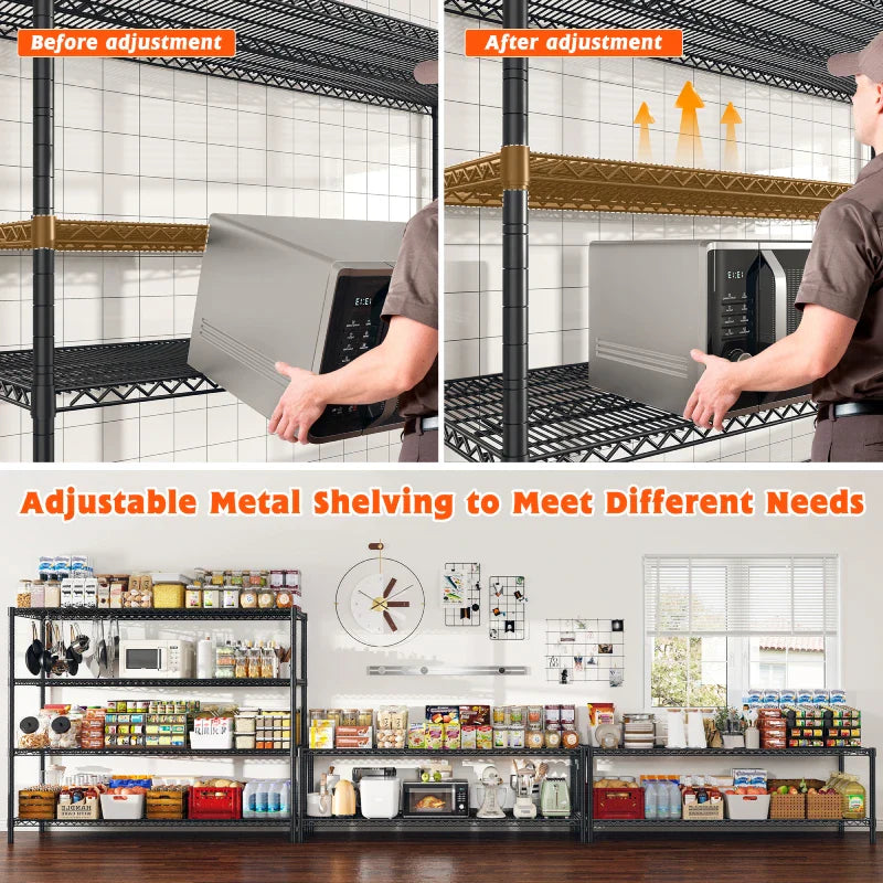 【🔥Factory Direct Clearout Sale🔥】60" W Wire Rack Shelving on Wheels, 2878lbs Heavy Duty Metal Shelves Adjustable, Commercial Shelves for Garage Pantry Kitchen