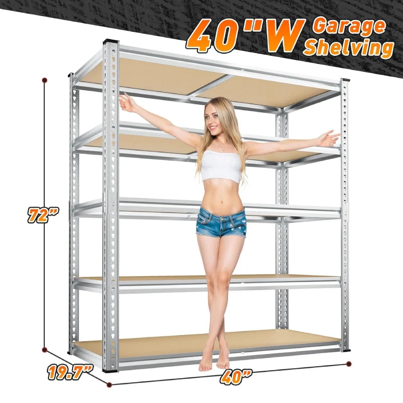 【🔥Factory Direct Clearout Sale🔥】Industrial Shleving Units, 2500lbs Heavy Duty Garage Shelves, Metal Storage Rack for Basement Warehouse Commercial, Galvanized