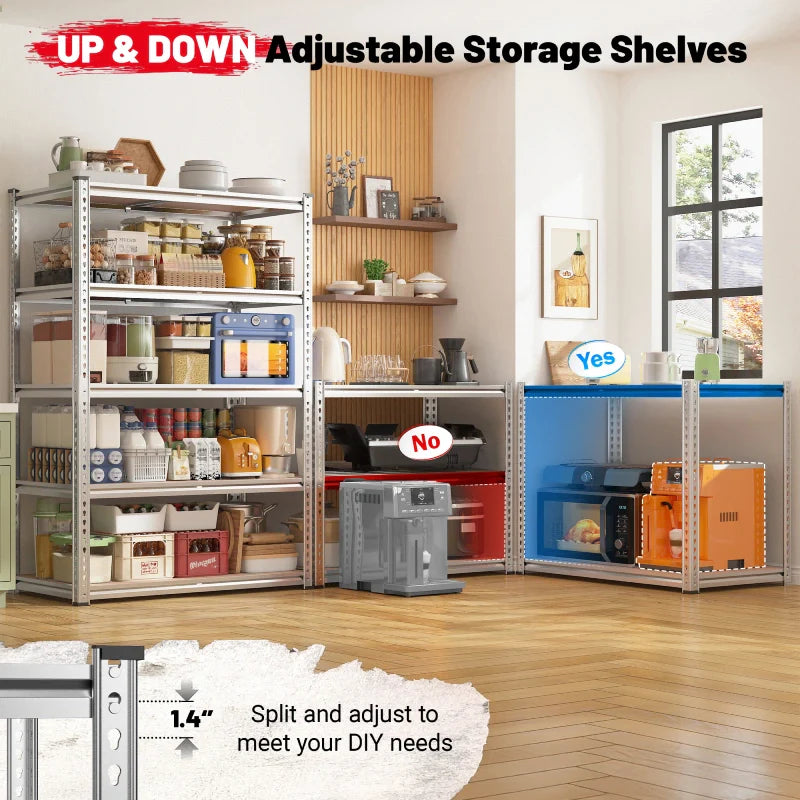 【🔥Factory Direct Clearout Sale🔥】35.5"W Garage Shelving, 5-Tier Adjustable Metal Shelves, Storage Rack for Kitchen Pantry Basement, Galvanized