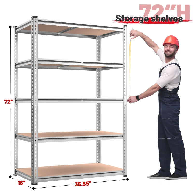 【🔥Factory Direct Clearout Sale🔥】35.5"W Garage Shelving, 5-Tier Adjustable Metal Shelves, Storage Rack for Kitchen Pantry Basement, Galvanized