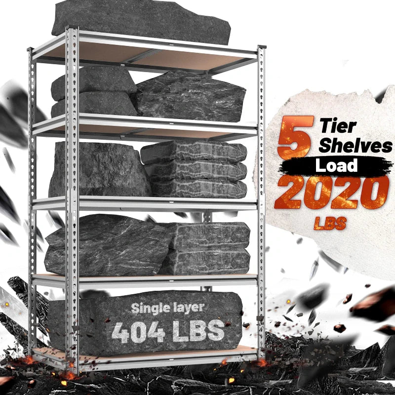 【🔥Factory Direct Clearout Sale🔥】35.5"W Garage Shelving, 5-Tier Adjustable Metal Shelves, Storage Rack for Kitchen Pantry Basement, Galvanized