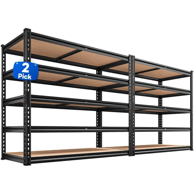 【🔥Factory Direct Clearout Sale🔥】2-Pack 40"W Garage Storage Shelves, 2500lbs Heavy Duty Steel Shelving, Adjustable Storage Rack for Basement Commercial