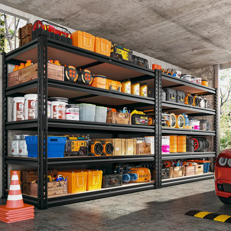 【🔥Factory Direct Clearout Sale🔥】2-Pack 40"W Garage Storage Shelves, 2500lbs Heavy Duty Steel Shelving, Adjustable Storage Rack for Basement Commercial