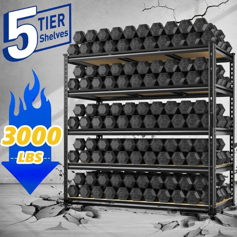 【🔥Factory Direct Clearout Sale🔥】48" W Garage Storage Shelves, 3000lbs Heavy Duty Steel Shelving Racks, Adjustable Metal Racks for Basement Warehouse Commercial