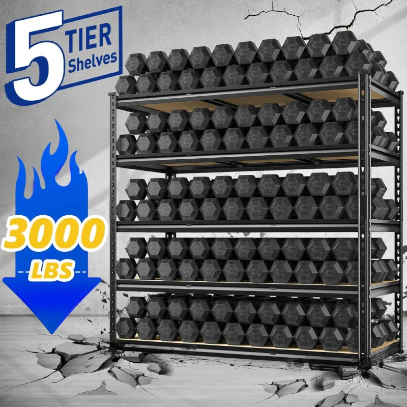 【🔥Factory Direct Clearout Sale🔥】2 Pack 48"W Storage Shelves, 3000lbs Steel Shelving Racks, Freestanding Garage shelving for Basement Warehouse