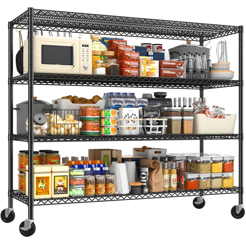 【🔥Factory Direct Clearout Sale🔥】60" W Wire Rack Shelving on Wheels, 2878lbs Heavy Duty Metal Shelves Adjustable, Commercial Shelves for Garage Pantry Kitchen
