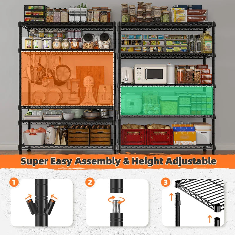 【🔥Factory Direct Clearout Sale🔥】Tall Wire Shelving Units，Adjustable Outdoor Metal Shelves, Storage Shelves for Kitchen Pantry Dorm