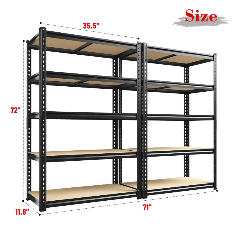 【🔥Factory Direct Clearout Sale🔥】35.5”W Garage Shelves Set of 2, 5-Tier Adjustable Metal Shelving Unit Load 2000 lbs, Storage Shelves for Basement Pantry Closet