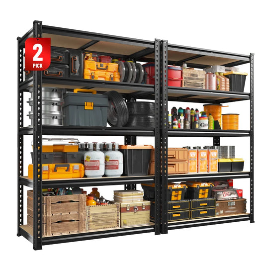 【🔥Factory Direct Clearout Sale🔥】35.5”W Garage Shelves Set of 2, 5-Tier Adjustable Metal Shelving Unit Load 2000 lbs, Storage Shelves for Basement Pantry Closet