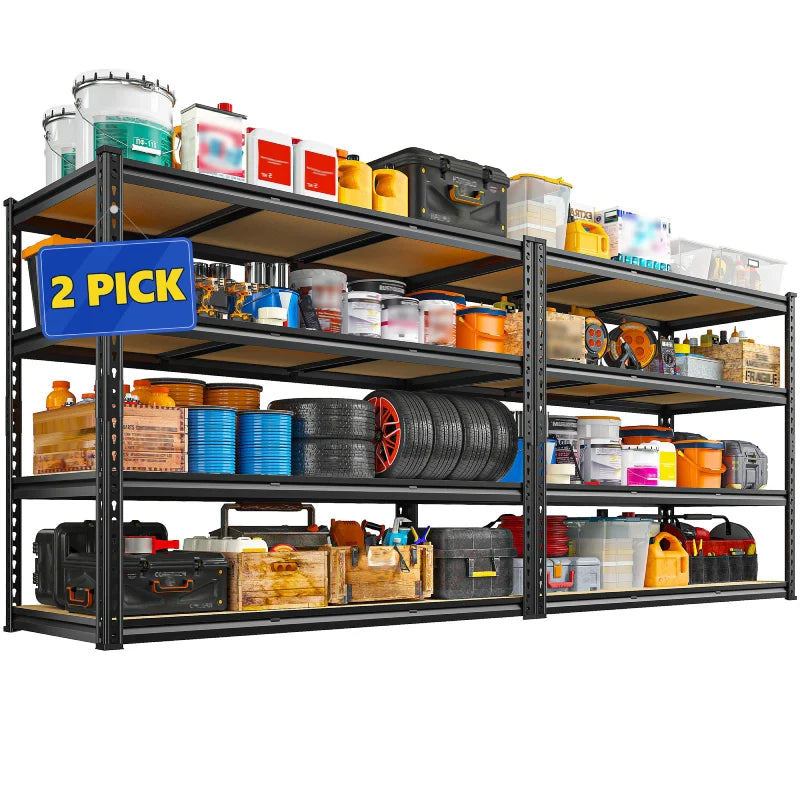 【🔥Factory Direct Clearout Sale🔥】2 Pack 48"W Storage Shelves, 3000lbs Steel Shelving Racks, Freestanding Garage shelving for Basement Warehouse