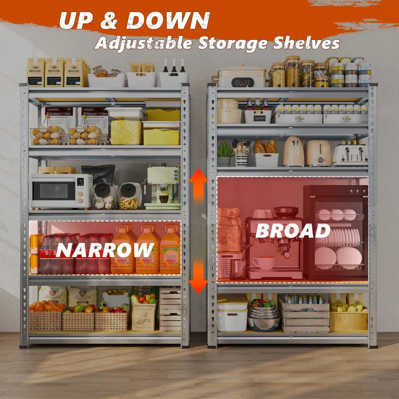 【🔥Factory Direct Clearout Sale🔥】35.5"W Garage Shelving, 5-Tier Adjustable Metal Shelves, Storage Rack for Kitchen Pantry Basement, Galvanized