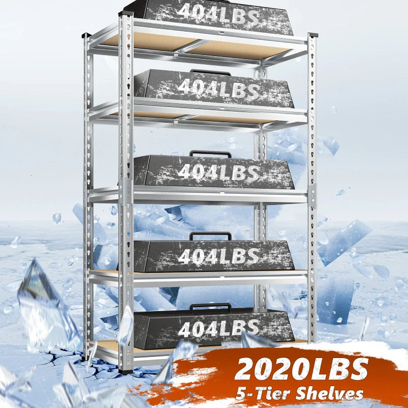 【🔥Factory Direct Clearout Sale🔥】35.5"W Garage Shelving, 5-Tier Adjustable Metal Shelves, Storage Rack for Kitchen Pantry Basement, Galvanized