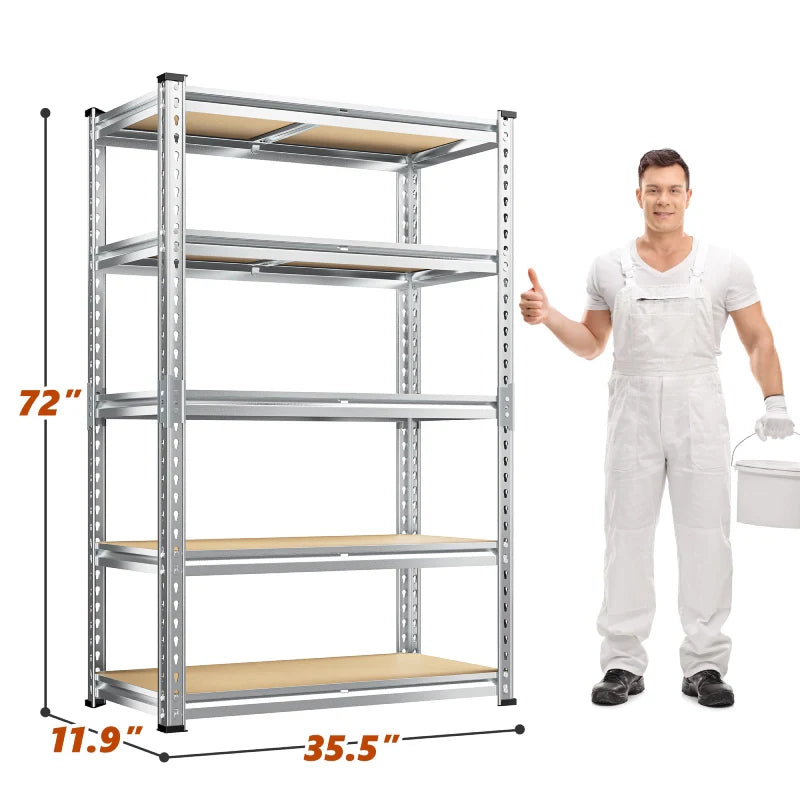 【🔥Factory Direct Clearout Sale🔥】35.5"W Garage Shelving, 5-Tier Adjustable Metal Shelves, Storage Rack for Kitchen Pantry Basement, Galvanized