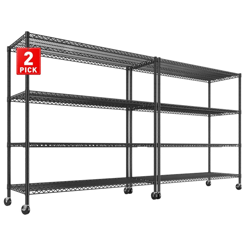 【🔥Factory Direct Clearout Sale🔥】2 Pack 56”W Wire Rack Shelving with Wheels, 2600lbs Heavy Duty Metal Shelves for Commercial, Garage, Kitchen