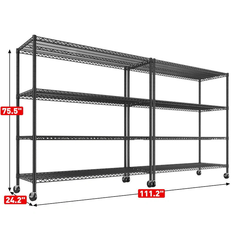 【🔥Factory Direct Clearout Sale🔥】2 Pack 56”W Wire Rack Shelving with Wheels, 2600lbs Heavy Duty Metal Shelves for Commercial, Garage, Kitchen