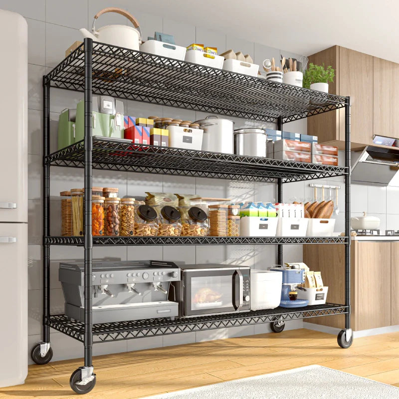 【🔥Factory Direct Clearout Sale🔥】75.6"H x 56"W Mobile Wire Shelving Units, 2,600lbs Heavy Duty Steel Shelving Rack, Adjustable Storage Shelves for Garage Kichen Commercial