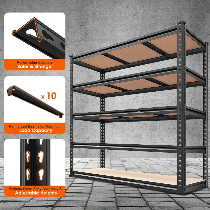 【🔥Factory Direct Clearout Sale🔥】48.2" W Garage Shelf, 3000LBS Heavy Duty Steel Shelving Units, 5-Tier Adjustable Metal Shelves for Basement Warehouse Commercial