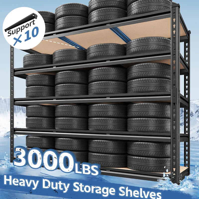 【🔥Factory Direct Clearout Sale🔥】2 Pack Garage Shelf, 48.2''W Adjustable Steel Shelving Rack Load 3000lbs, Boltless Shelving for Basement Warehouse Commercial